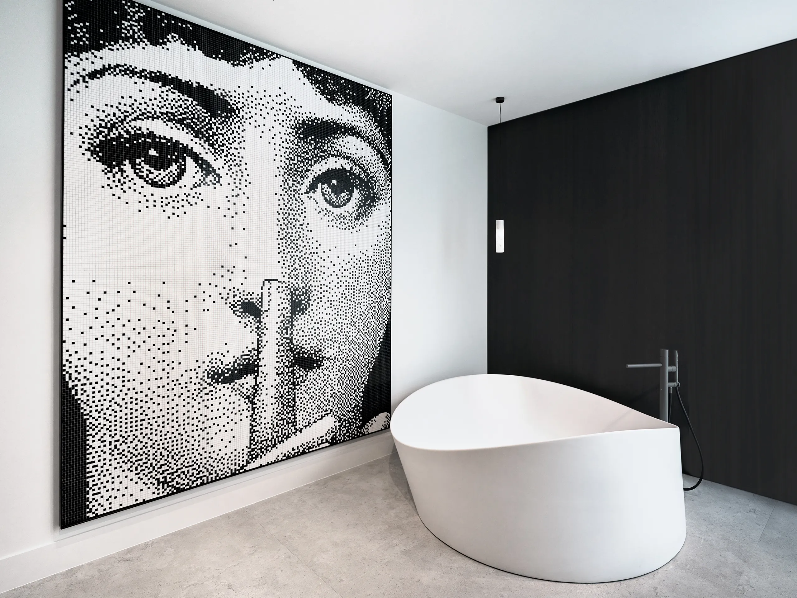 Bisazza Fornasetti Silenzio mozaïekpatroon handgezet Italiaans glasmozaïek artistiek design